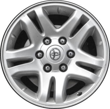 Toyota Sequoia 2003-2007, Tundra 2003-2006 powder coat silver 17x7.5 aluminum wheels or rims. Hollander part number 69440U20.LS03, OEM part number 42611AF030, 42611AF130, 42611AF170, 42611AF210, 42611AF040, 42611AF060, 42611AF070, 42611AF120, 42611AF140, 42611AF150, 42611AF160.