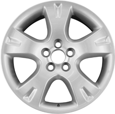 Toyota Corolla 2003-2008 powder coat silver 16x6 aluminum wheels or rims. Hollander part number ALY69467, OEM part number 42611AB040, 42611AB041.