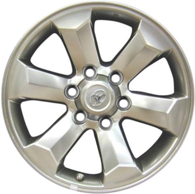 Toyota 4Runner 2003-2009 powder coat hyper silver 18x7.5 aluminum wheels or rims. Hollander part number ALY69481, OEM part number 4261135290, 4261135320.