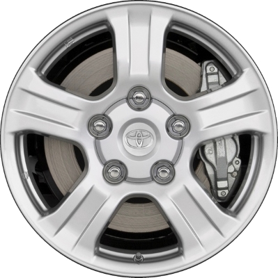 Toyota Sequoia 2008-2017, Tundra 2007-2013 powder coat silver 18x8 aluminum wheels or rims. Hollander part number 69517, OEM part number 426110C040, 426110C070, 426110C100.