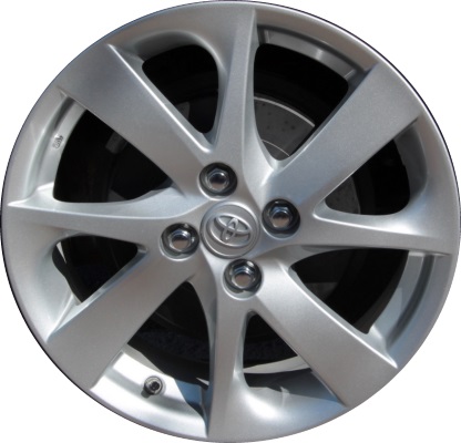 Toyota Prius C 2012-2019 powder coat silver 16x6 aluminum wheels or rims. Hollander part number ALY69613, OEM part number 4261152A20.
