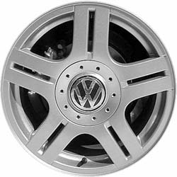 Volkswagen Passat 1998-2001 powder coat silver 16x7 aluminum wheels or rims. Hollander part number ALY69745, OEM part number 3B0601025GZ31.