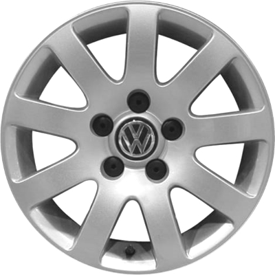 Volkswagen Passat 2001-2005 powder coat silver 15x7 aluminum wheels or rims. Hollander part number ALY69770, OEM part number 3B0601025KZ31.