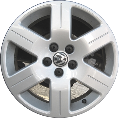 Volkswagen Beetle 2006-2009 powder coat silver or grey machined 16x6.5 aluminum wheels or rims. Hollander part number ALY69814U, OEM part number 1C0601025AF8Z8, 1C0601025AJ16Z.