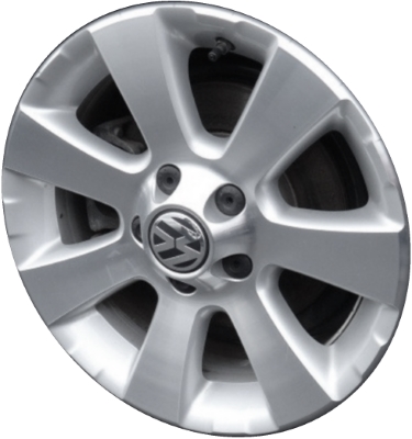 Volkswagen Tiguan 2009-2012 silver machined 16x6.5 aluminum wheels or rims. Hollander part number ALY69874, OEM part number 5N0601025A8Z8.