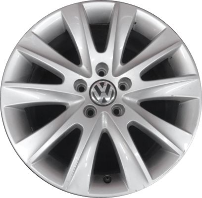 Volkswagen Tiguan 2009-2012 powder coat silver 17x7 aluminum wheels or rims. Hollander part number ALY69875/69947, OEM part number 5N0601025M8Z8.