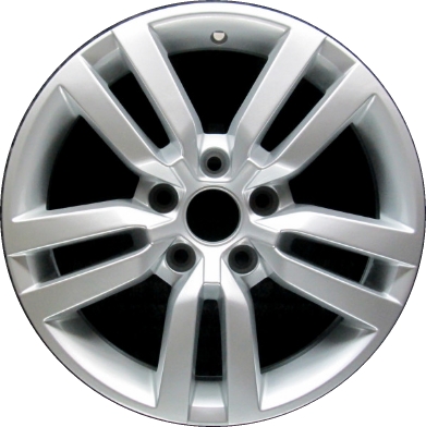 Volkswagen Tiguan 2012-2017 powder coat silver 16x6.5 aluminum wheels or rims. Hollander part number ALY69934, OEM part number 5N0601025R8Z8.