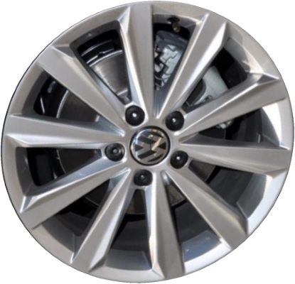 Volkswagen Passat 2012-2015 powder coat silver 17x7 aluminum wheels or rims. Hollander part number ALY69961, OEM part number 561601025F8Z8.