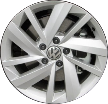 Volkswagen Passat 2018-2019 powder coat silver 17x7 aluminum wheels or rims. Hollander part number ALY70035, OEM part number 561601025S8Z8.