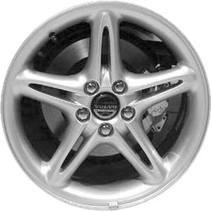 Volvo C70 1998-2003 powder coat silver 17x7.5 aluminum wheels or rims. Hollander part number ALY70221, OEM part number 91926147.