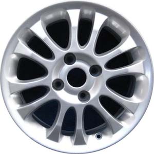 Volvo S40 2002-2004, V40 2002-2004 powder coat silver 16x6.5 aluminum wheels or rims. Hollander part number 70259, OEM part number 306230418.