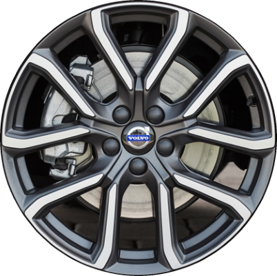 Volvo XC60 2017 charcoal machined 19x7.5 aluminum wheels or rims. Hollander part number ALY70417, OEM part number 314393034.