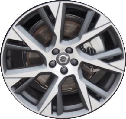 Volvo V90 2018-2023 charcoal machined 21x8 aluminum wheels or rims. Hollander part number ALY70455, OEM part number 314285933.
