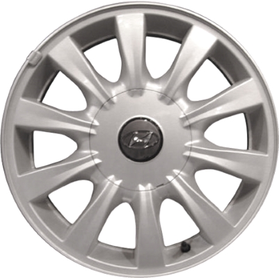 Hyundai Sonata 2002-2005 powder coat silver 16x6 aluminum wheels or rims. Hollander part number ALY70695, OEM part number 529103D310.