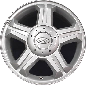 Hyundai Tiburon 2003-2004 powder coat silver 16x6.5 aluminum wheels or rims. Hollander part number ALY70700, OEM part number 529102C100.