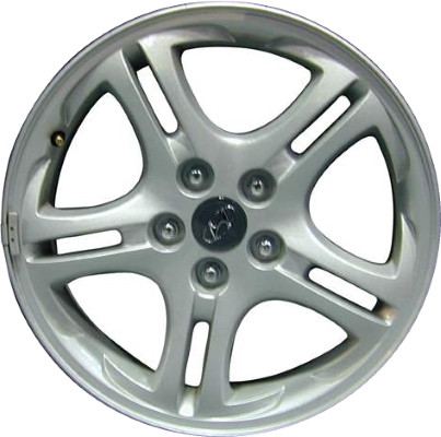 Hyundai Tiburon 2003-2006 powder coat silver 17x7 aluminum wheels or rims. Hollander part number ALY70701, OEM part number 529102C200.
