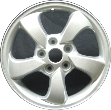Hyundai Tiburon 2005-2006 powder coat silver 16x6.5 aluminum wheels or rims. Hollander part number ALY70717, OEM part number 529102C300.