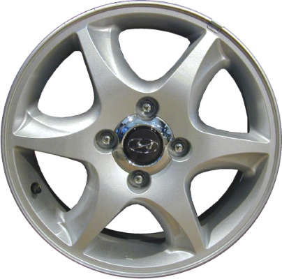 Hyundai Sonata 2005 powder coat silver 16x6 aluminum wheels or rims. Hollander part number ALY70732, OEM part number 529103D330.