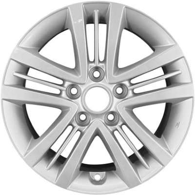 Hyundai Tiburon 2007-2008 powder coat silver 16x6.5 aluminum wheels or rims. Hollander part number ALY70752U, OEM part number 529102C550.