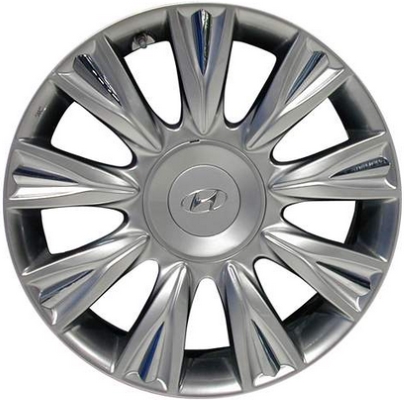 Hyundai Genesis 2009-2012 powder coat hyper silver 18x7.5 aluminum wheels or rims. Hollander part number ALY70771, OEM part number 529103M351, 529103M301, 529103M300, 529103M350.