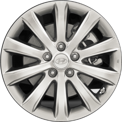 Hyundai Azera 2009-2010 powder coat hyper silver 17x7 aluminum wheels or rims. Hollander part number ALY70774, OEM part number 529103L440, 529103L450.