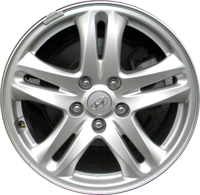 Hyundai Santa Fe 2010-2012 powder coat silver 17x7 aluminum wheels or rims. Hollander part number ALY70783U, OEM part number 529100W375, 529102B370.
