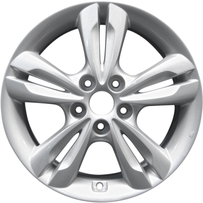 Hyundai Tucson 2010-2016 powder coat silver 17x6.5 aluminum wheels or rims. Hollander part number ALY70794U, OEM part number 529102S210, 529102S200.