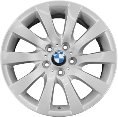 BMW 535i GT 2010-2017, 550i GT 2010-2017, 640i 2016-2019, 650i 2016-2019, 740i 2011-2013, 750i 2011-2013, M6 2016-2019 powder coat silver 18x8 aluminum wheels or rims. Hollander part number 71368, OEM part number 36116781274.