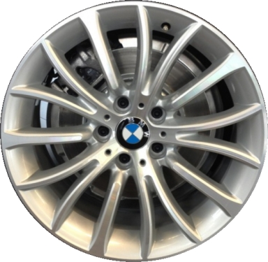 BMW 528i 2011-2016, 535i 2011-2016, 550i 2011-2016, 640i 2012-2019, 650i 2012-2019, ActiveHybrid 5 2012-2015 silver machined 18x8 aluminum wheels or rims. Hollander part number, OEM part number 36116857668, 36116883414.