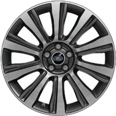 Land Rover Range Rover Evoque 2014-2019 charcoal machined 19x8 aluminum wheels or rims. Hollander part number ALY72258.LC54, OEM part number LR047405.