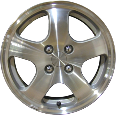 Suzuki Aerio 2004 silver machined 15x6 aluminum wheels or rims. Hollander part number ALY72686, OEM part number 432005983027N.