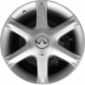 Infiniti Q45 2002-2004 powder coat silver 17x7.5 aluminum wheels or rims. Hollander part number ALY73663, OEM part number 40300AR085.