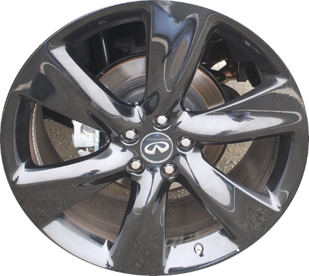 Infiniti QX70 2015-2017 powder coat black 21x9.5 aluminum wheels or rims. Hollander part number ALY73715U45/73775, OEM part number D0C006WY6A.