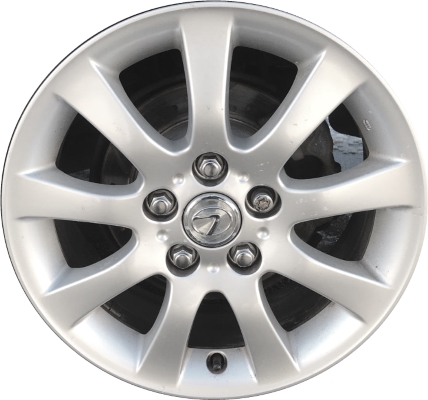 Lexus ES300 2002-2003, ES330 2004-2006 powder coat silver 16x6.5 aluminum wheels or rims. Hollander part number 74162U20, OEM part number 4261133370, 4261133380.