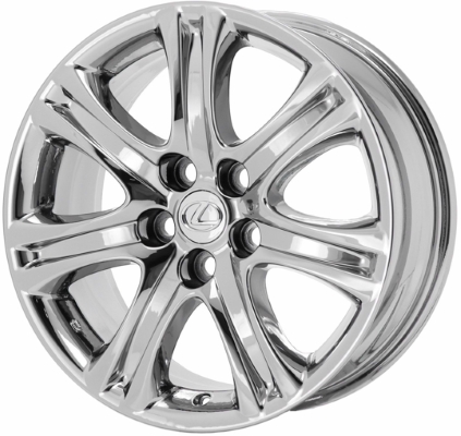 Lexus LS460 2007-2012, LS600HL 2008-2012 chrome 18x7.5 aluminum wheels or rims. Hollander part number 74220U95, OEM part number 08457-50806.