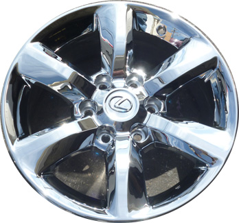 Lexus GX460 2010-2015 chrome 18x7.5 aluminum wheels or rims. Hollander part number ALY74229U95, OEM part number 42611-60090, 42611-60091, 4261A-60100.