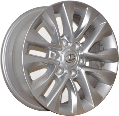 Lexus GX460 2013-2023 powder coat silver 18x7.5 aluminum wheels or rims. Hollander part number ALY74297U20, OEM part number 42611-60B80, 42611-60B90.