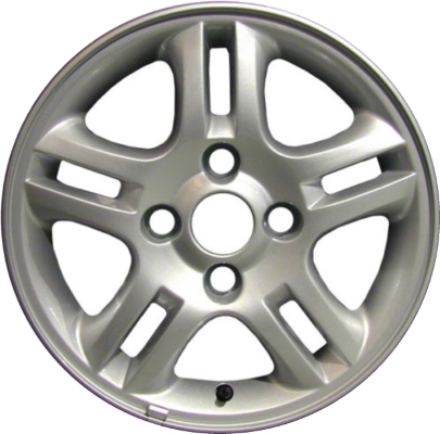 KIA Spectra 2004-2006 powder coat silver 15x6 aluminum wheels or rims. Hollander part number ALY74573, OEM part number 529102F600.