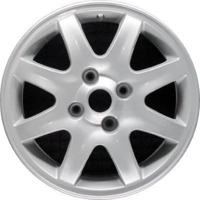 KIA Spectra 2004-2006 powder coat silver 16x6.5 aluminum wheels or rims. Hollander part number ALY74574, OEM part number 529102F500.