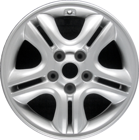 KIA Sportage 2005-2010 powder coat silver 16x6.5 aluminum wheels or rims. Hollander part number ALY74576A20.BPERF, OEM part number 529101F210, 529101F200.