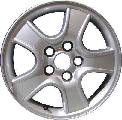 KIA Sportage 2005-2010 powder coat silver 16x6.5 aluminum wheels or rims. Hollander part number ALY74586U, OEM part number 529101F310, 529101F300.