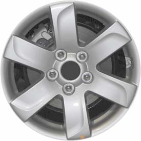 KIA Rondo 2007-2011 powder coat silver 16x6.5 aluminum wheels or rims. Hollander part number ALY74590, OEM part number 529101D251.