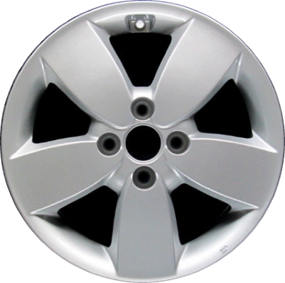 KIA Rio 2007-2011 powder coat silver 15x5.5 aluminum wheels or rims. Hollander part number ALY74592A20, OEM part number 529101G600, 529101G615, 529101G620, 529101G625.