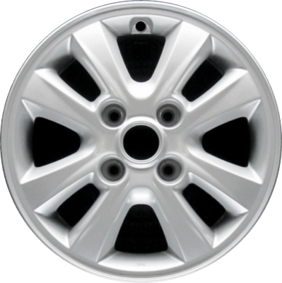 KIA Spectra 2007-2009 powder coat silver 15x6 aluminum wheels or rims. Hollander part number ALY74603, OEM part number 529102F560.