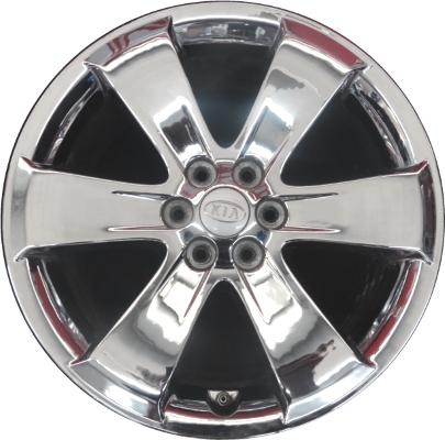 KIA Borrego 2009-2011 chrome 18x7.5 aluminum wheels or rims. Hollander part number ALY74608, OEM part number 529102J350.
