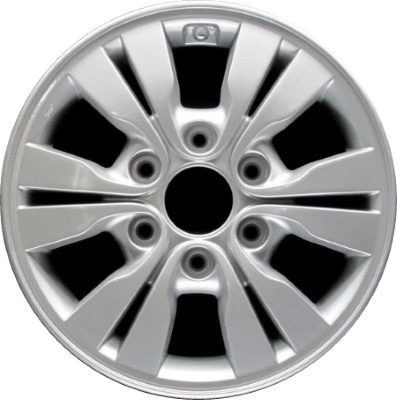 KIA Sedona 2006-2012 powder coat silver 16x6.5 aluminum wheels or rims. Hollander part number ALY74671/74627, OEM part number 529104D160, 529104D310.