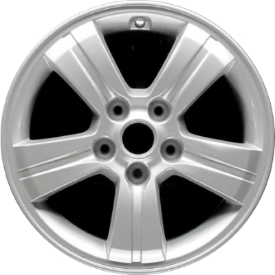 KIA Sportage 2005-2010 powder coat silver 16x6.5 aluminum wheels or rims. Hollander part number ALY74628U, OEM part number 529101F360, 529101F350.