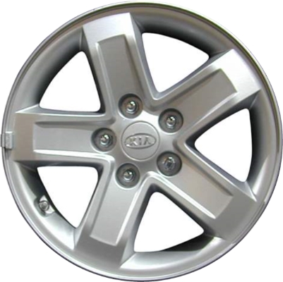 KIA Sportage 2007-2010 powder coat silver 16x6.5 aluminum wheels or rims. Hollander part number ALY74635, OEM part number 529101F260.
