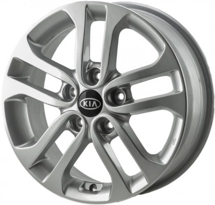 KIA Forte 2011-2012 powder coat silver 16x6 aluminum wheels or rims. Hollander part number ALY74650U, OEM part number 529101M650.