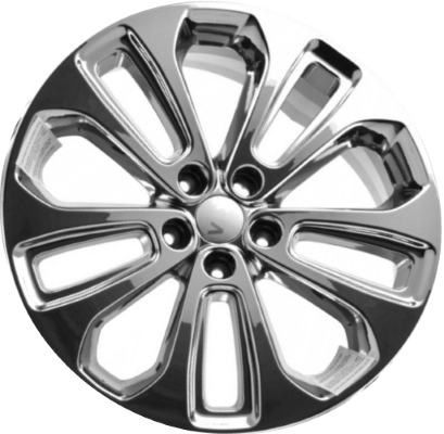 KIA Sorento 2014-2015 chrome 19x7.5 aluminum wheels or rims. Hollander part number ALY74687U95, OEM part number 529101U395.